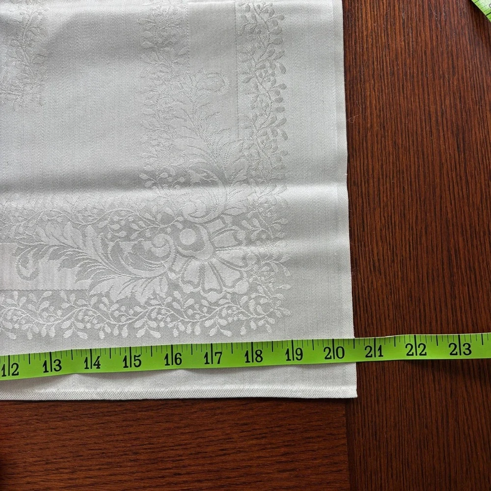 Silver Damask Tablecloth and 12 Matching Napkins Set Floral Jacquard Rectangular